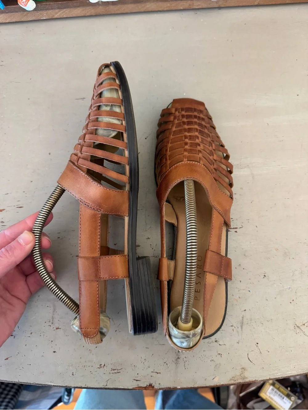 Vintage Leather Woven Loafers Flats Sandals Elastic Slingback Womens 9 - Picture 3 of 8